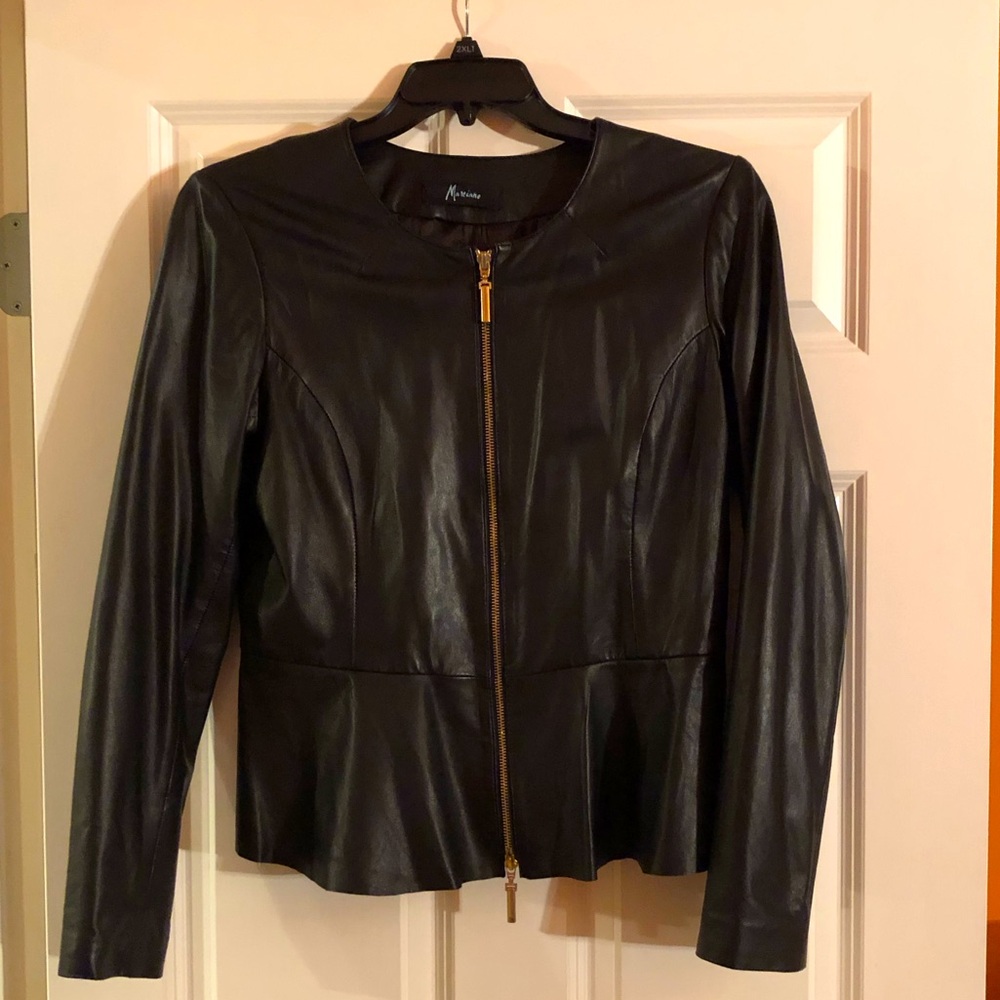 Marciano Black Leather Peplum Jacket